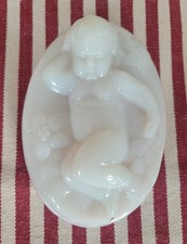 Antique Milk Glass (?) Baby/Cherub with Flowers  picture
