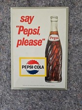 Vintage 1960s Pepsi Cola M-239 Say “Pepsi Please” Tin Easel Advertising Sign picture