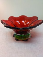 Beautiful Red Glass Flower Bowl from Telaflora for Centerpiece or Decorations  picture