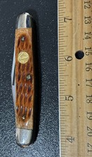 Vintage Puma Germany Jigged Peach Bone Handle Folding Pocket Pen Knife picture