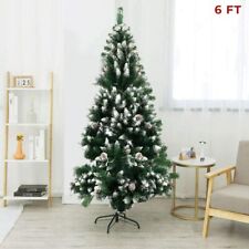 Christmas Tree Artificial Pencil Snow Flacked Stand Pine Cone Decoration Idea 6' picture