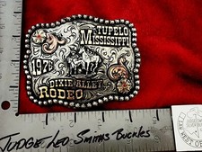 Rodeo Bulldogging Champion Trophy Belt Buckle☆TUPELO MISSISSIPPI☆1976☆RARE☆527 picture