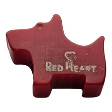 Vintage Red Heart Scottie Dog Pencil Sharpener Red Bakelite Plastic Dog Figurine picture