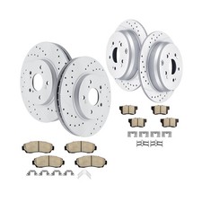 Front and Rear Drilled and Slotted Brake Rotors Ceramic Brake Pads Brake Kit ... picture