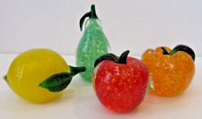 VINTAGE Lot of 4 Lenox Hand Crafted Art Glass Fruits Pear, Apple, Lemon, Orange picture