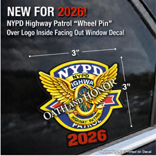 NEW 2026 NYPD Highway Patrol Wheel Pin Decal 3x3 Inside Window Police  picture