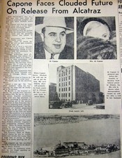 1938 display newspaper Chicago Gangster AL CAPONE RELEASED FROM ALCATRAZ PRISON picture