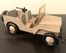 Vintage Handcrafted Wood Military Jeep with Machine Gun 5 3/4