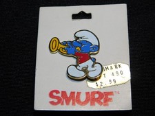 Vintage Peyo Harmony SMURF Gold Tone Metal Brooch Pin With Pathmark Price Tag picture