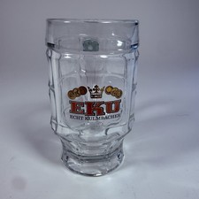 Vintage Echt Kulmbacher EKU Beer Stein Clear Dimpled Glass 0.4L Germany SAHM picture