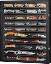 Wall-Mounted Knife Display Case, Large-Capacity 10-Tier Folding Knife Display Ca picture