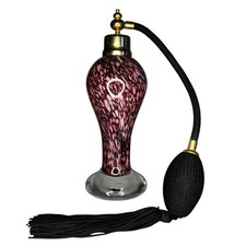 Vtg Art Glass Cranberry Red Pink Swirl Perfume Atomizer Glamour Vanity Tassel picture