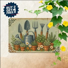Watering Trowels Potted Succulents Gardening Tools Vintage Metal Tin Plaque picture