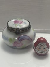 Genuine  Limoges  Floral Box With Santa picture