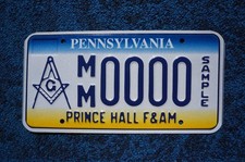 Pennsylvania PRINCE HALL F&AM Sample License Plate picture