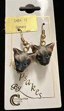 Vintage Siamese Cats French Wire Earrings In Original Packaging  c1995 picture