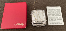 Vintage Colonial Williamsburg 1987 Kirk Stieff Tin Drum Silver Plated Ornament picture