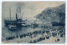 1913 Arrival Steamer Cabrillo Dock Catalina Island California Vintage Postcard picture