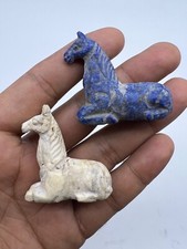 Very Unique Authentic Old Male & Female Naturel Lapis & Marble Stones Horse Stat picture