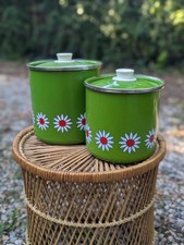 Flower Power Canisters Vintage MCM Groovy Retro 70s Vtg Mod 1970s picture