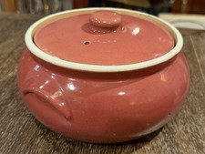 UHL ART POTTERY LIGHT ROSE PINK CASSEROLE BEAN POT LID VINTAGE HUNTINGBURG IN picture
