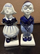 Vintage 1950s Dutch Blue Boy & Girl Figurines 3.5
