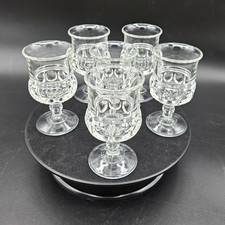  Vintage Clear Thumbprint Stemware Set of 6 – King's Crown Style Glasses picture