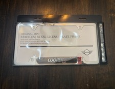 New OEM Genuine MINI Cooper S Logo License Plate Frame Black Stainless picture
