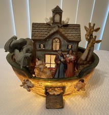 Vintage Kirkland's Noah's Ark 3D Accent Table Lamp/Nightlight-Nursery-Resin Mint picture