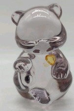Fenton Clear Art Glass Birthstone Bear with Yellow Heart READ  picture