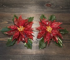Vintage 1968 CK Ind Co Lucite Poinsettia Wall Decor Lot Of 2 ~~READ~~ picture