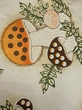 Vintage 70s Mushroom Vinyl 32 Pc Precut Placemat Sewing Craft Lot Retro picture