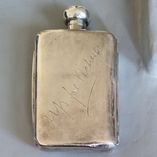 Rare Mappin & Webb WWII Raf Sterling Flask / Cigarette Case 315g w/ Vermeil picture