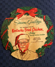 Vintage KFC Kentucky Fried Chicken Christmas Bucket Lid Colonel Sanders picture