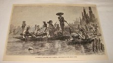 1879 magazine engraving ~ FRUIT-BOATS ON CHALCO CANAL, Mexico picture