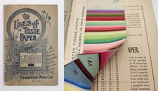 1891 antique DENNISON TISSUE PAPER CATALOG SAMPLE BOOK PATTERNS doll fans flower picture
