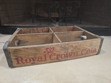 Vintage Royal Crown Cola Wooden Crate RC Soda Bottle Case 4 Compartment Divider picture