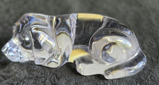 Clear Glass Sleeping Dog Figurine Crystal Style Paperweight 4 1/2