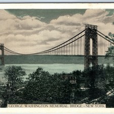 c1930s George Washington Memorial Bridge Postcard Hudson River NYC NY Lumitone picture