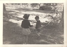 Vintage Photo 1930s Faceless Boy Girl Classic Car Rural New Jersey Forest Woods picture