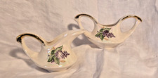 ART DECO STYLE FLORAL MOTIF PORCELAIN LUSTER SUGAR AND CREAMER W/GOLD TRIM picture