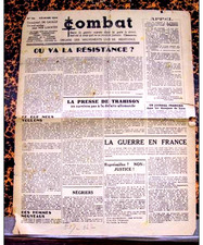 Combat. No. 54 February 1944. Organ of United Resistance Movements. 2 pages picture