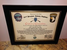 501ST PARACHUTE INFANTRY REGIMENT / COMMEMORATIVE - CERTIFICATE OF COMMENDATION picture
