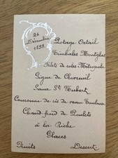 Antique 1899 French Handwritten Holiday Menu, Dec. 26 - great condition picture