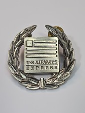 U.S. Airways Express Pilot Captain's Hat Badge Pin Logo & Laurel Wreath Vintage picture