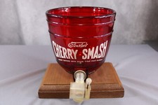 Vintage Fowlers Cherry Smash Juice Soda Dispenser Fountain Red Glass Bowl SPIGOT picture