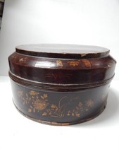 VINTAGE CHINESE / TIBETAN LIDDED STORAGE BOX - HAND MADE + PAINTED DESIGNS picture