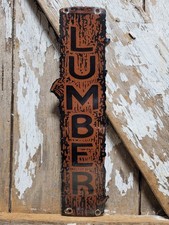VINTAGE LUMBER PORCELAIN SIGN OLD LOGGING ANCHORAGE ALASKA SAWMILL WOOD TIMBER picture