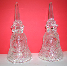 Vintage Hofbauer Byrdes Crystal Bell Pair West Germany 24% Lead Bird Lot 7” READ picture