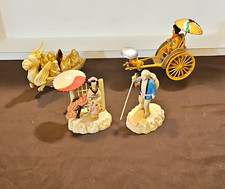 Vintage Japanese Celluloid Figurine Lot of 4 - 1940s Geisha Rickshaw Dragon Boat picture